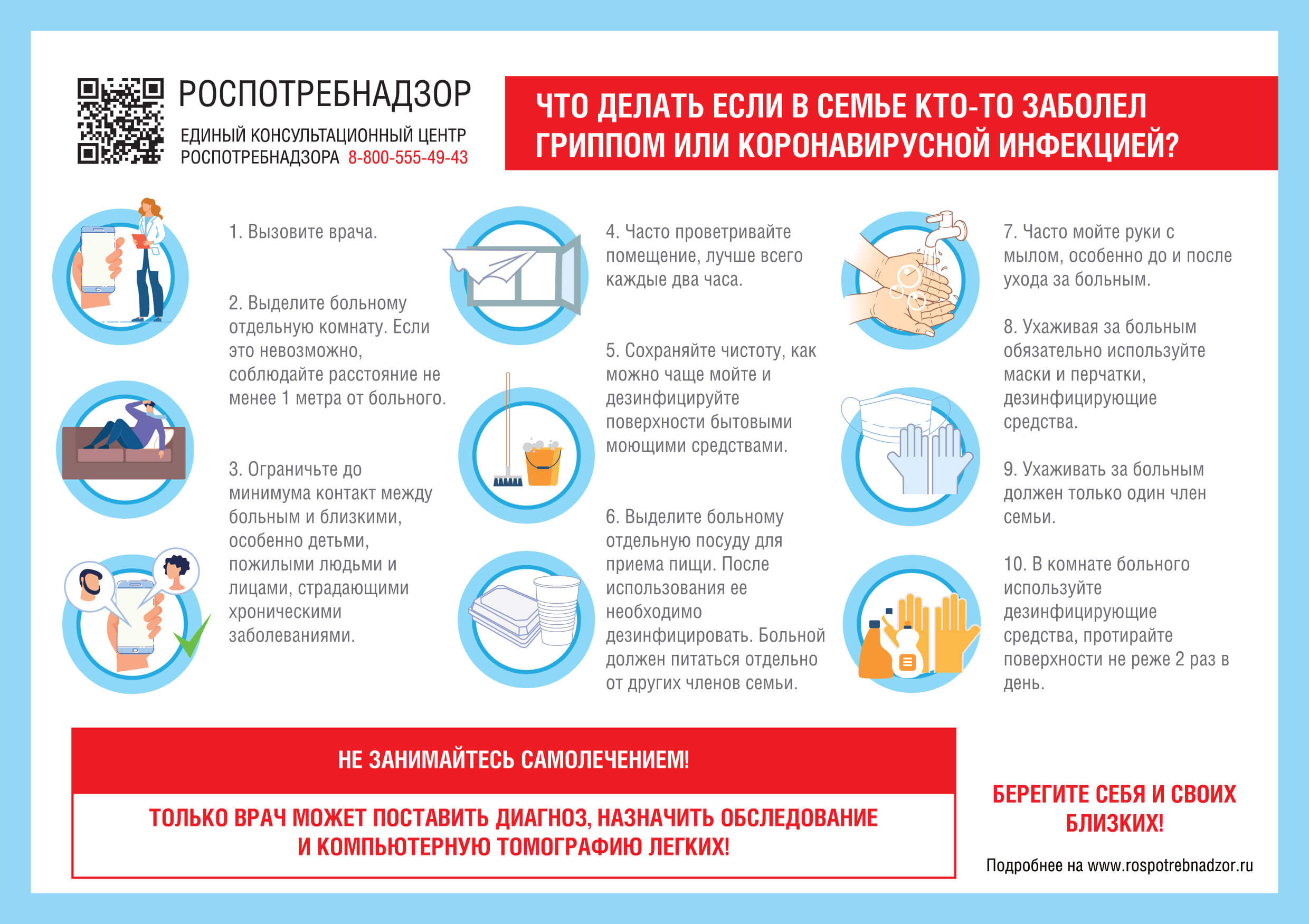 Что делать если в семье кто-то заболел гриппом или короновирусной инфекцией?